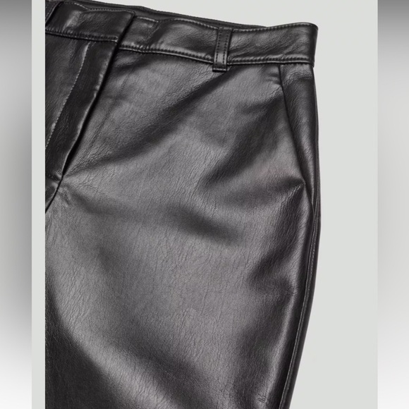 Aritzia Babaton Command Cropped Vegan Leather Pants Sz 10 Mid Rise Black - Picture 7 of 14